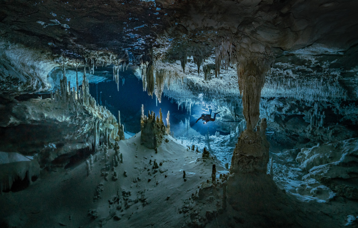 Scenery of flooded cave