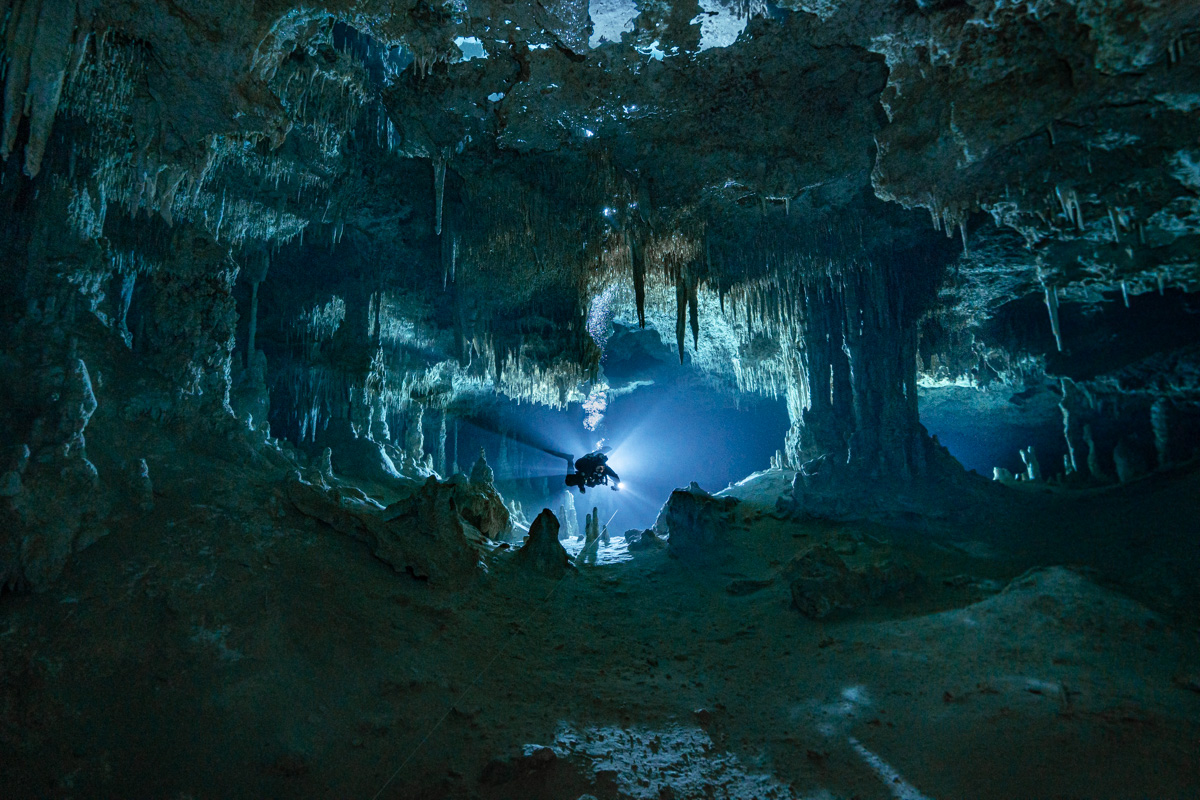 Landscape of flooded caves